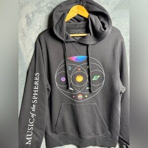 Coldplay Music of the Spheres Tour Hoodie Black Planet Graphic Size M